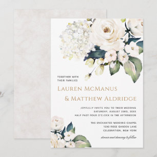 Elegante Hochzeit mit weißer Wasserfarbe Einladung