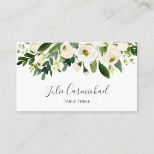 Elegante Hochzeit mit weißer Wasserfarbe Platzkarte