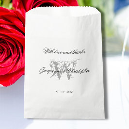 Elegante Hochzeit Modernes Monogramm + Name Chic C Geschenktütchen