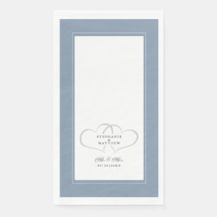 Elegante Hochzeit Mr & Mrs Staubblau Chic Herzen Serviette