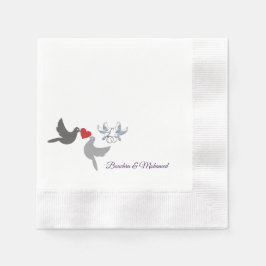 Elegante Hochzeit Napkin mit Liebe Doves and Rings Serviette