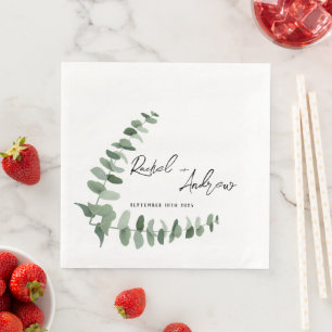 Elegante Hochzeit Napkins mit Eukalyptus-Design Serviette