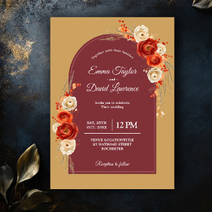 Elegante Hochzeit orange Terracotta Einladung