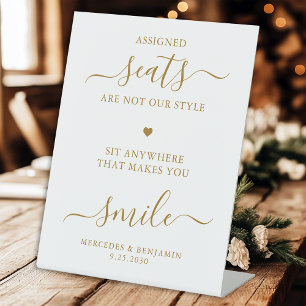 Elegante Hochzeit Personalisiert Gold Wählen Sie e Sockelschild