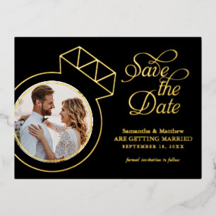 Elegante Hochzeit Rettet das Datum Foto  Folie Einladungspostkarte