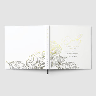 Elegante Hochzeit Rosen-Gold Botanical Folie Gäste Gästebuch