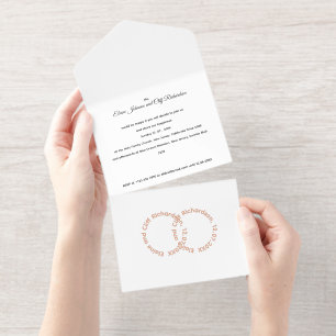 Elegante Hochzeit, Rosen-Gold geschriebene Namen, All-in-One-Einladung