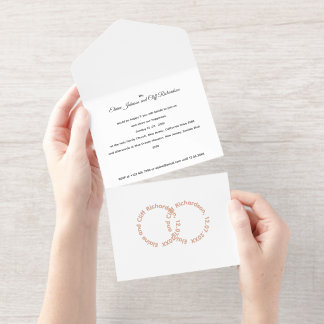 Elegante Hochzeit, Rosen-Gold geschriebene Namen,  All-in-One-Einladung