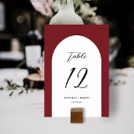 Elegante Hochzeit | Rote Tischnummer<br><div class="desc">Diese stylischen,  einfachen Hochzeitskarten haben eine weiße Bogenform auf einem farbigen Hintergrund (rot). Sie koordinieren sich perfekt mit unseren eleganten Vintagen Winter Florals Produkten. Einfach zu personalisieren für Ihre Hochzeit oder andere besondere Anlass.</div>