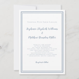 Elegante Hochzeit & RSVP QR-Code Details Staubblau Einladung