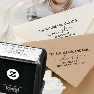 Elegante Hochzeit-Rücksendeadresse Zukünftiger Her Permastempel