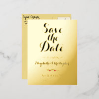 Elegante Hochzeit Save the Date Black Imitats Gold