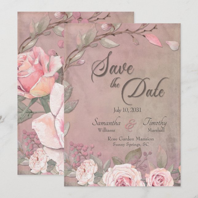 Elegante Hochzeit Save the Date Einladung (Vorne/Hinten)