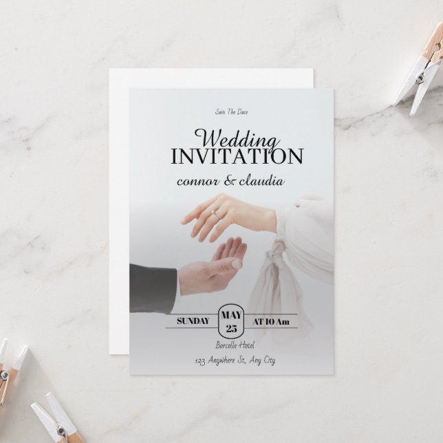 Elegante Hochzeit Save-the-Date Einladung (Vorderseite/Rückseite Beispiel)