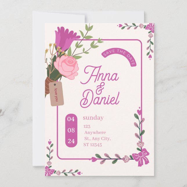 Elegante Hochzeit Save-the-Date Einladung (Vorderseite)