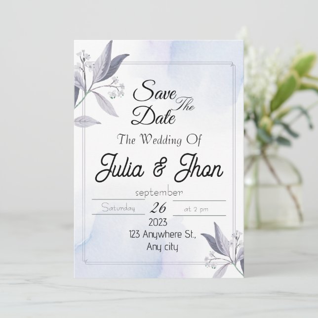 Elegante Hochzeit Save-the-Date Einladung (Stehend Vorderseite)