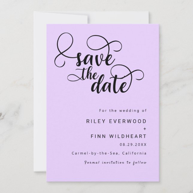 Elegante Hochzeit Save the Date Einladung (Vorderseite)