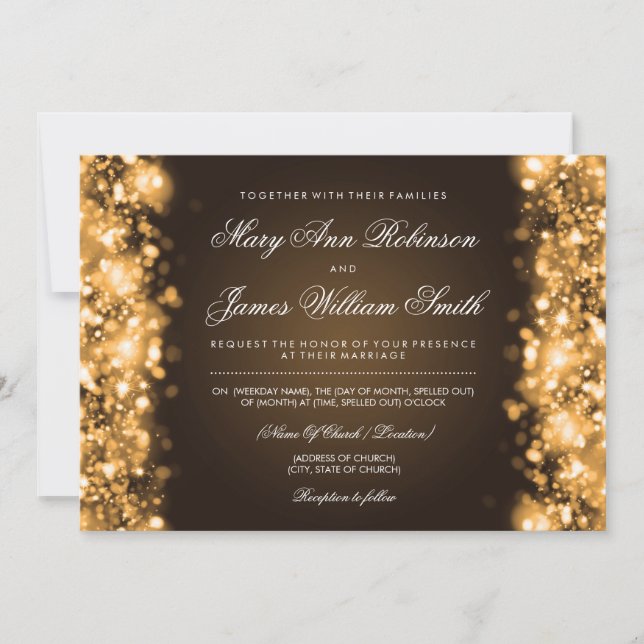Elegante Hochzeit Save the Date Lights Gold (Vorderseite)