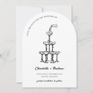 Elegante Hochzeit Save The Date Martini-Turm Bogen Einladung