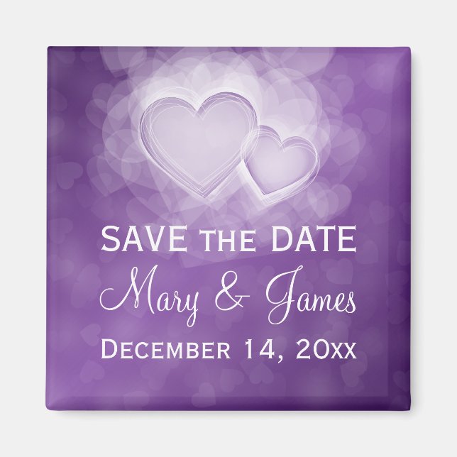Elegante Hochzeit "Save the Date", moderne Herz Pu Magnet (Vorne)