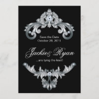 Elegante Hochzeit Save the Date Schwarz-weiß
