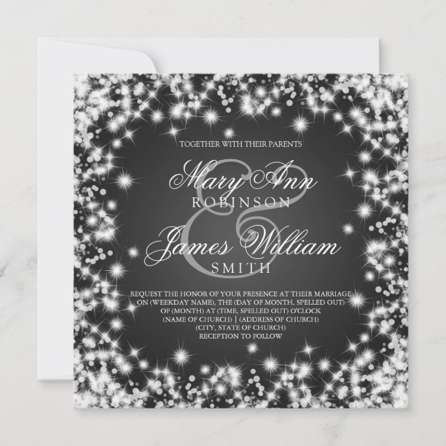 Elegante Hochzeit Save the Date Winter Sparkle Bla (Vorderseite)