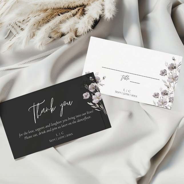 Elegante Hochzeit schwarz Aquarell vielen Dank Platzkarte (Von Creator hochgeladen)