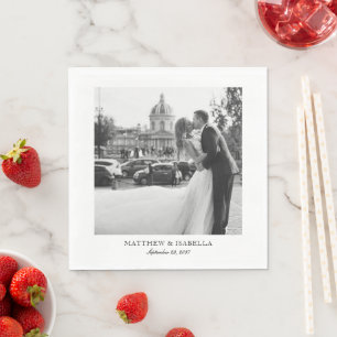 Elegante Hochzeit Schwarz-Weiß-Foto Serviette