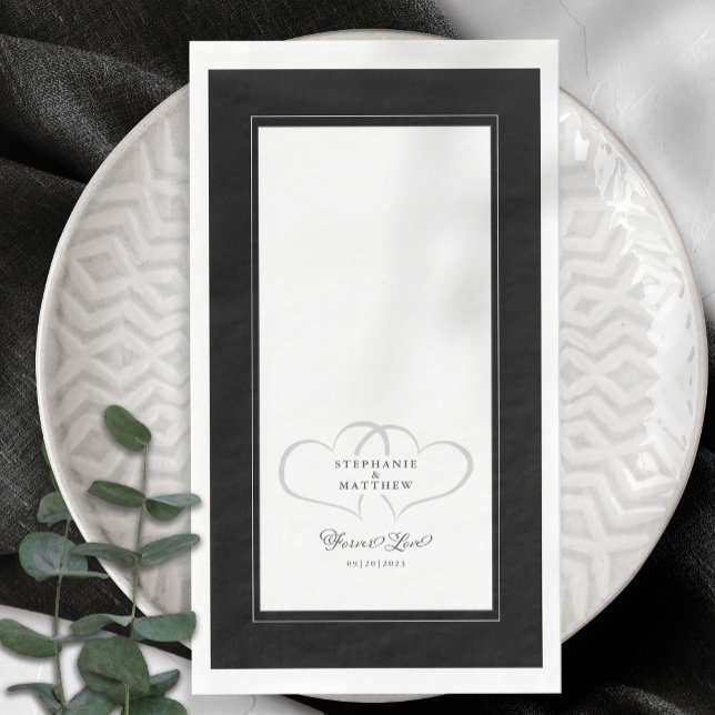 Elegante Hochzeit Schwarz & Weiß Herzen für immer  Serviette (Von Creator hochgeladen)
