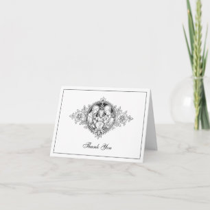 Elegante Hochzeit Schwarz & Weiß Religiös Dankeskarte