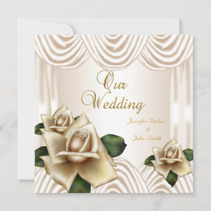 Elegante Hochzeit Sepia Creme Beige Rosen Einladung