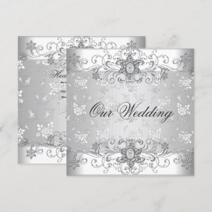 Elegante Hochzeit Silber Weiße Diamant Juwel Spitz Einladung