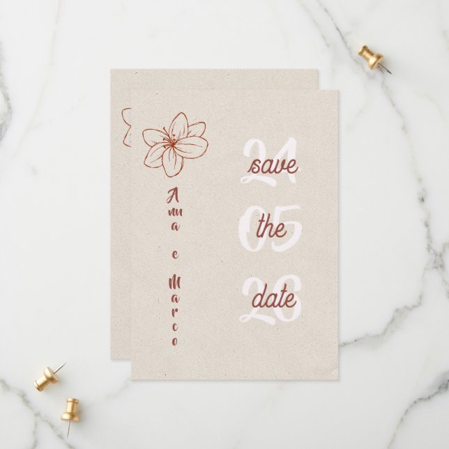 Elegante Hochzeit - Termin vormerken Save The Date (Vorderseite/Rückseite Beispiel)