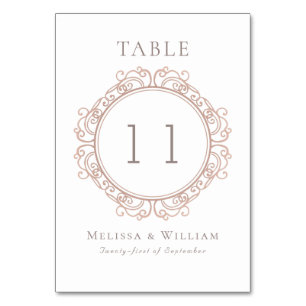 Elegante Hochzeit Tischnummer