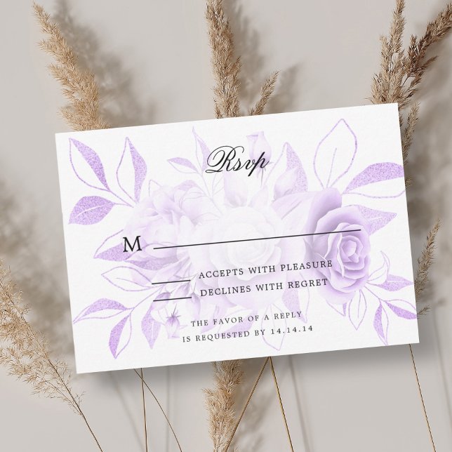 Elegante Hochzeit UAWG Lila Wasserfarben RSVP Karte (Elegant Wedding RSVP Purple Watercolor Floral)