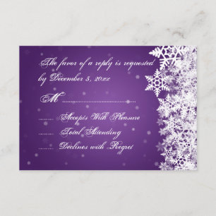 Elegante Hochzeit UAWG Winter Snowflakes Lila RSVP Karte