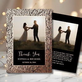 Elegante Hochzeit Vielen Dank Card 2 Foto Rose Gol Folien Feiertagskarte