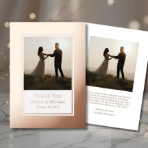 Elegante Hochzeit Vielen Dank Card 2 Foto Rose Gol