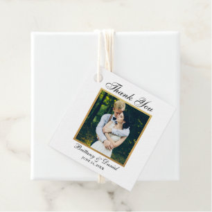 Elegante Hochzeit Vielen Dank Foto Gold Frame Geschenkanhänger