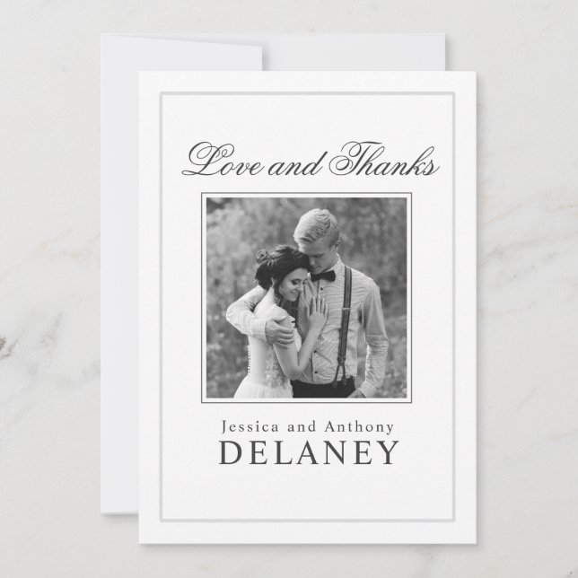Elegante Hochzeit Vielen Dank mit Ihrem Foto Dankeskarte (Vorderseite)