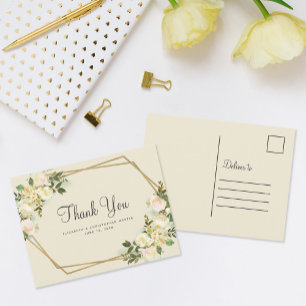 Elegante Hochzeit Vielen Dank Watercolor Floral Go Postkarte