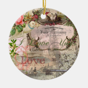 Elegante Hochzeit Vintage Ehe Antike Vintag Keramikornament