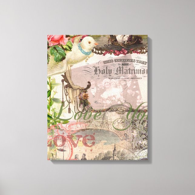 Elegante Hochzeit Vintage Ehe Antike Vintag Leinwanddruck (Vorderseite)