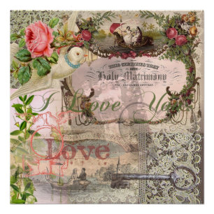 Elegante Hochzeit Vintage-Hochzeit Antik Vintage Poster