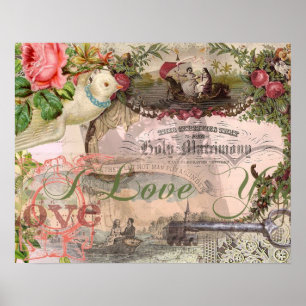 Elegante Hochzeit Vintage-Hochzeit Antik Vintage Poster