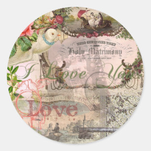 Elegante Hochzeit Vintage-Hochzeit Antik Vintage Runder Aufkleber
