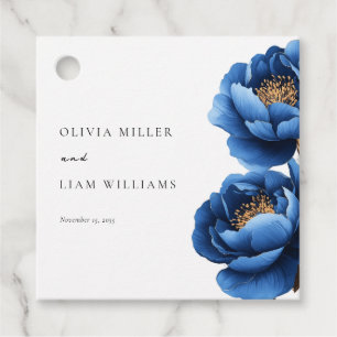 Elegante Hochzeit von Blue Gold Floral Geschenkanhänger