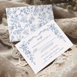 Elegante Hochzeit von Blue Vintag Floral RSVP Karte