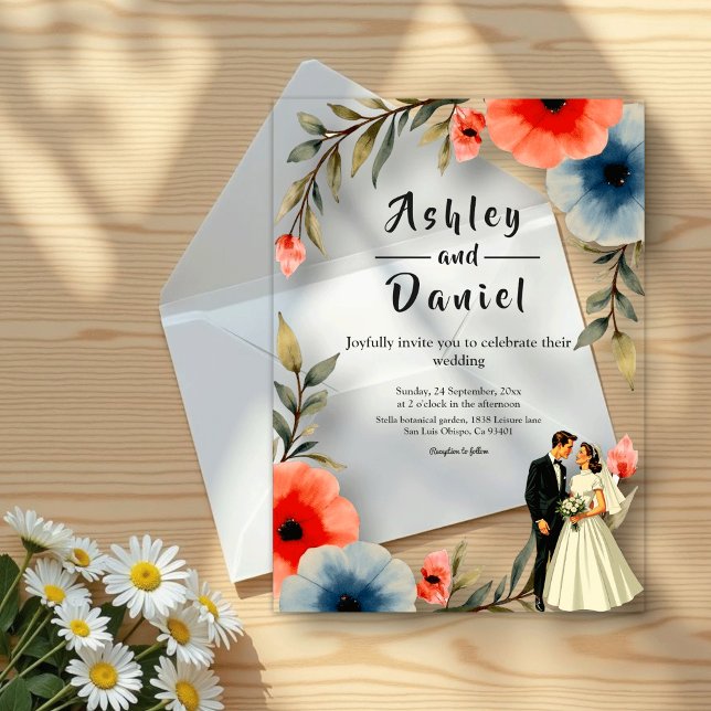 Elegante Hochzeit von Braut und Gewässer Acryleinladungen (Von Creator hochgeladen)