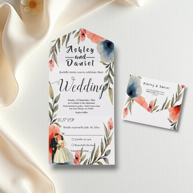 Elegante Hochzeit von Braut und Gewässer All In One Einladung (Von Creator hochgeladen)
